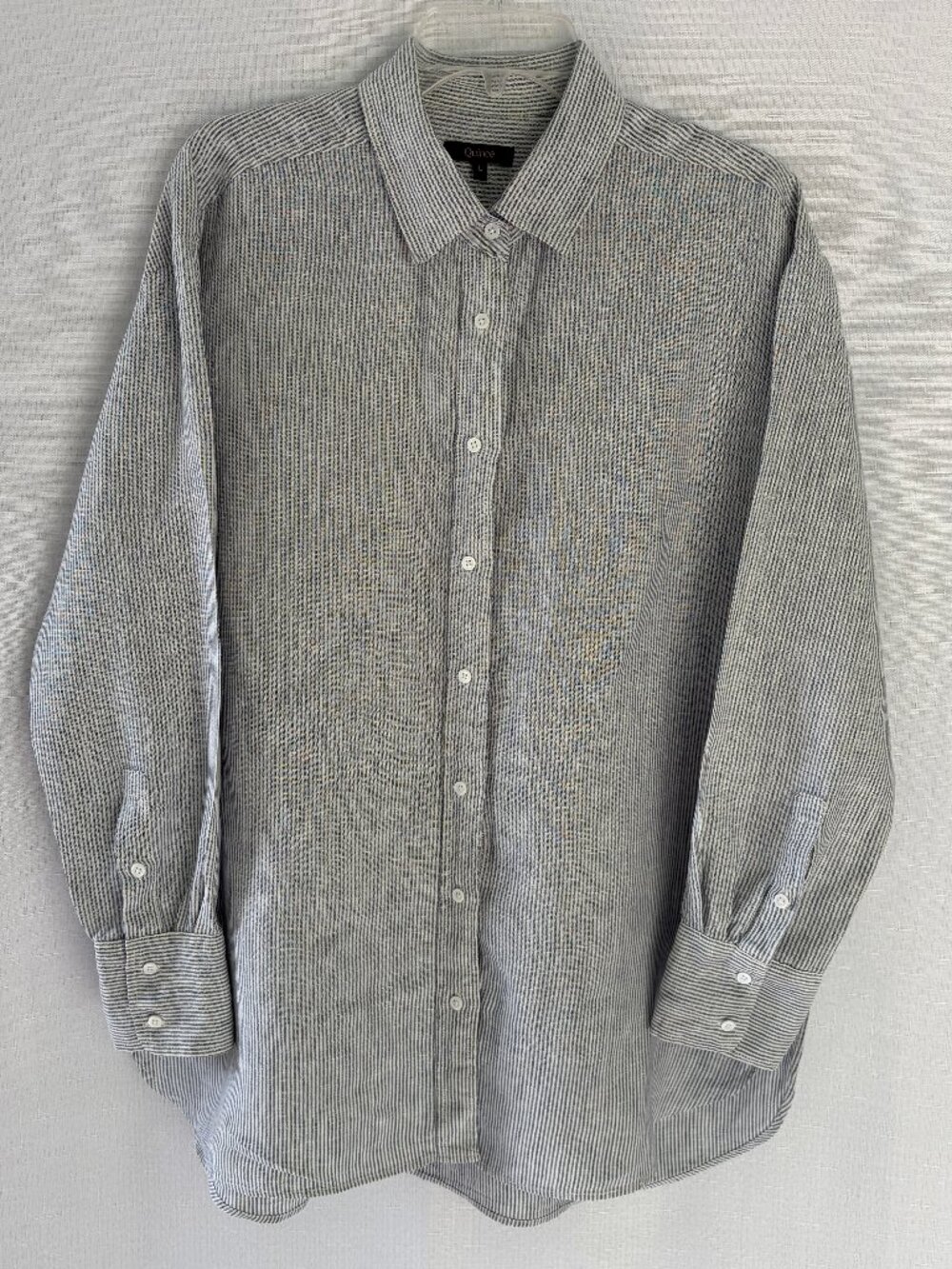 QUINCE Pinstripe European Linen Long Sleeve Shirt